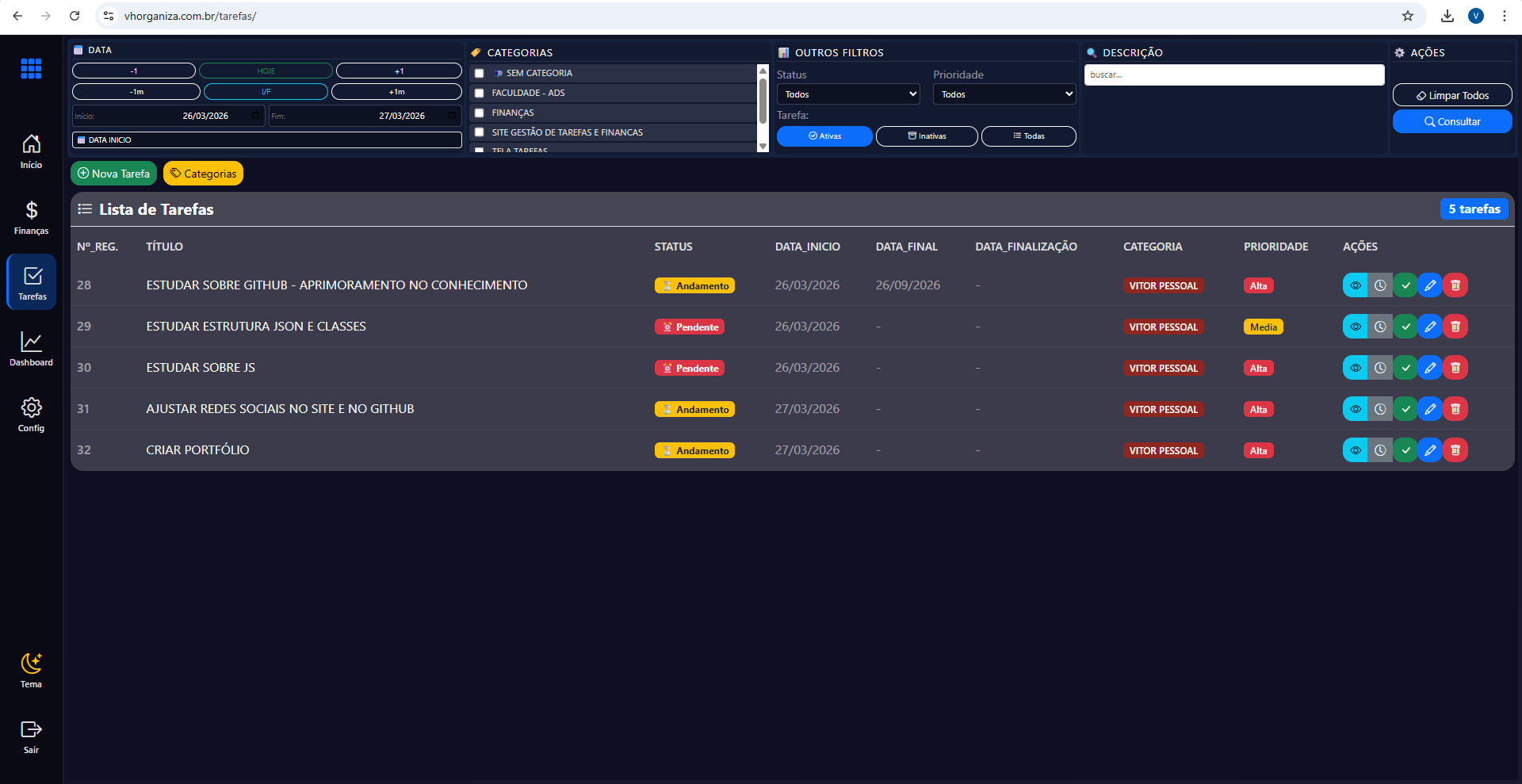 SITE DE GESTÃO DE TAREFAS E FINANCEIRO